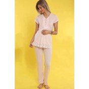 Resim Tuba 7214-TUBA Hamile Pijama Takım-Pudra 