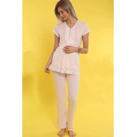Resim Tuba 7214-TUBA Hamile Pijama Takım-Pudra 