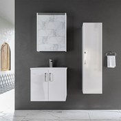 Resim Trio Modül Asmira Banyo Dolabı 60 cm 3'lü Set - (Mdflam Kapak ) - Beyaz 