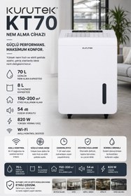 Resim Kurutek KT70 (Wi-Fi + ION) Nem Alma ve Hava Temizleme Cihazı 