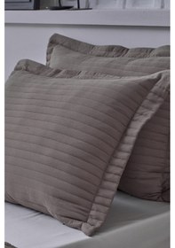 Resim Otto Yatak Örtüsü Çift Kişilik - Koyu Gri 