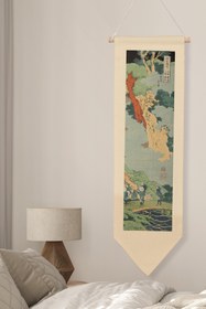 Resim Duvar Halısı Pinterest Dekoru, Hokusai Sanat Serisi 100cm Kanvas Flama Askılı Duvar Örtüsü NO:659 - Renkli - 12 / 30 x 100 