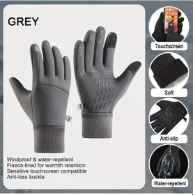 Resim Willowhaven Gri Erkek Termal Motosiklet Eldiveni Rüzgeçirmez Dokunmatik Kışlık M 