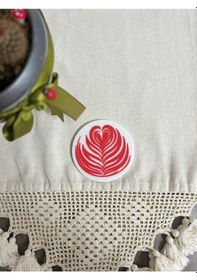 Resim Latte Desenli Bardak Altlığı Kırmızı 