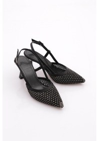 Resim Dgn K267 Kadin Abiye Topuklu Ayakkabi Siyah Saten 