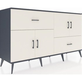 Resim Hyperion Konsol 3 Raflı 2 Çekmeceli 4 Kapaklı 176x44x99 Antrasit-aytaşı Antrasıt/aytası - Antrasıt 