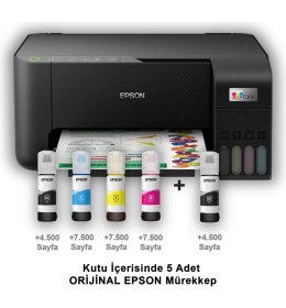 Resim Epson Ecotank L3250 Çok Fonksiyonlu Renkli Tanklı Yazıcı Baskı-Tarama Wi-Fi ( Orijinal 5 Adet Epson Mürekkebi Hediyeli ! ) 