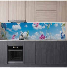 Resim Mutfak Tezgah Arası Folyo Fayans Kaplama Folyosu Gökyüzü Orkide 