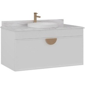 Resim Orka Molino 100 Cm Beyaz Banyo Dolabı Alt Modül Ve Lavabo Navaro/antrasit 