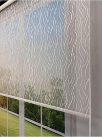 Resim donatti perde EVA Serisi - Su Yolu Desenli Çift Mekanizmalı Siyah Perde 150 x 200 