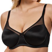 Resim DEYLLO Kadın Hafif ve Nefes Alabilir İç Çamaşırı - Tek Katmanlı Kupa, Ön File Dikişi, Şık Siyah, Naylon / Elastan Karışımı, Sadece Elde Yıkama, Günlük Giyim ve Buluşma için Mükemmel 