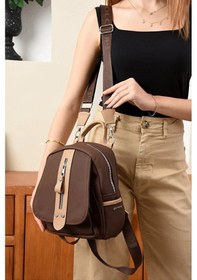 Resim Just Polo Kadın Orta Boy Ayarlanabilir Askılı Şık Lakost Sırt Çantası Shopper Kahverengi Vizon 