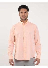 Resim Dufy Turuncu Erkek Regular Fit Düz Brent Düğmeli Yaka Uzun Kol Gömlek - 102234-turuncu Turuncu 