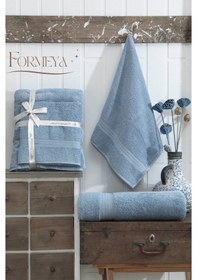 Resim Formeya 2'li Battal Boy Banyo Havlu Seti Indigo 
