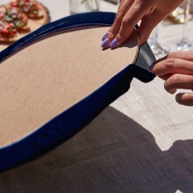 Resim Lacivert Mery Christmas Geyik Motifli Üçgen Püsküllü Runner 1 Adet ve 6 Adet Lacivert Renkli Supla 