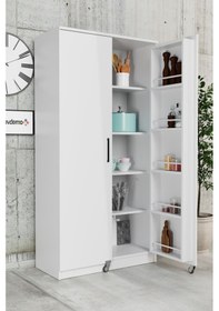 Resim Evdemo Eva 2 Kapaklı Erzak Kiler Dolabı Beyaz 