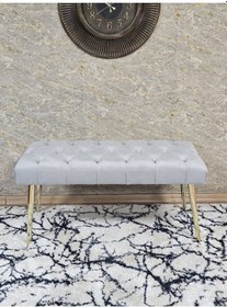 Resim Zafir Gold Kaplama Sivriltme Ayaklı 90 Cm Puf Bench - Puf - Bench - Kasalı Oturak - Oturak - Yatak Ucu Puf Gri 