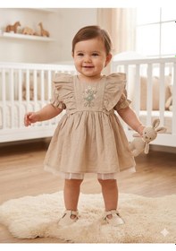 Resim Babydoll Elbise Cumino Bej 