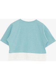 Resim Breeze Kız Çocuk Crop Tişört Yazı Baskılı Yanları Yırtmaçlı 9-14 Yaş, Mint Yeşili-mint Yeşili Mint 