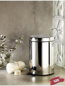 Resim 3Lt Krom 2'Li Banyo Seti Pedallı Çöp Kovası Wc Klozet Tuvalet Fırça Seti Banyo Çöp Kovası 