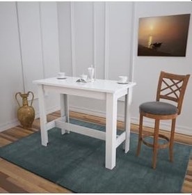 Resim Barra Bar Masası Yüksek Yemek Masası, Parlak Beyaz, 120X60 