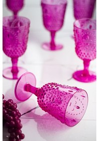 Resim Akrilik Pembe 6'lı Kadeh & Su Meşrubat Kahve Yanı Bardağı 450 ML (Cam Değildir) 