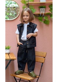 Resim Oliven The Kid Oliventhekid Unisex Beli Lastikli Cepli Balon Kot Pantolon Siyah Siyah 