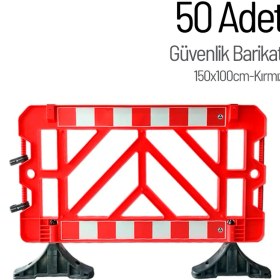Resim İleri Trafik 50'li Güvenlik Barikatı Seti Kırmızı 150x100cm 