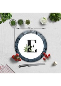 Resim Decorita Cam Kesme Tahtası - Cam Kesme Tablası - Harfli Tasarım E Çap 32 CM 