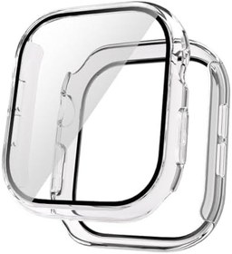 Resim Zore Apple ile uyumlu Watch 10 42mm Sert PC Kasa Electroplatink Çerçeveli Ekran Koruyucu Watch Gard 36 Şeffaf 