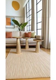 Resim Ahşap Mantar Sehpa Takımı 3 Lü Set Altın Varaklı Yan Sehpa Modeli Altın 