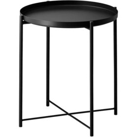 Resim IKEA Tepsili Sehpa, Yuvarlak Siyah Renk Çıkarılabilir Tepsi - Modern Sehpa 45X53 cm Siyah 