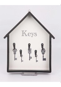 Resim Dekoratif Dikdörtgen Anahtar Askısı Anahtarlık Siyah 