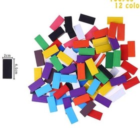 Resim Ahşap 200 Parça Domino - Eğitici ve Eğlenceli Renkli Domino Seti 