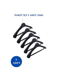 Resim 5 Adet Plastik Yüksek Kalite Ceket Askısı Elbise Askısı Siyah 