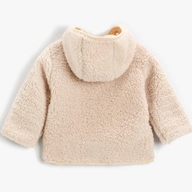Resim Kız Bebek Peluş Fermuarlı Kapüşonlu Ceket 