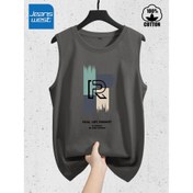Resim Erkekler için Pamuk Kolsuz Tank Üstü - "Gerçek Hayat Ağırlığı" Grafik Baskı, Nefes Alabilen Yazlık Rahat Yelek, Spor Salonu, Dış Mekan ve Rahat Giyim, Egzersiz Kıyafetleri, Spor Tasarımı, Rahat Uygunluk 