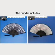 Resim Gateesat Katlanır Mavi İpek Bambu Yelpaze Stil 1 Ve 3 Düğün Dans Dekor 