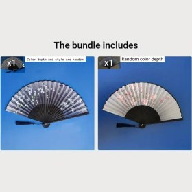 Resim Gateesat Katlanır Mavi İpek Bambu Yelpaze Stil 1 Ve 3 Düğün Dans Dekor 