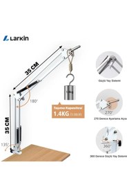 Resim Larkin NB39 Demir Masa Üstü Mikrofon Standı Ayaklığı Sehpası (35x35cm) (BEYAZ) 