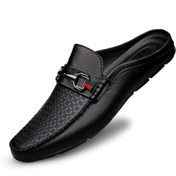 Resim Erkekler için Retro Tarzı Mokasen Ayakkabılar, Mikrofiber Üstleri ile Arka Kısmı Açık ve Nefes Alabilen Hafif Kayma Önleyici İç Mekan/Dış Mekan Yürüyüşü için 