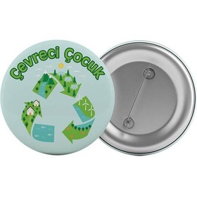 Resim Çevreci Çocuk Çanta Rozeti 20 Adet En Büyük Boy 5.8cm İğneli Broş 