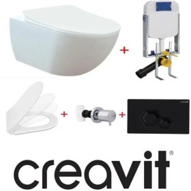 Resim Creavit Free Asma Klozet Beyaz GR5001 FE320 + Nkp Slim İnci Yavaş Kapaklı 