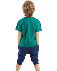 Resim Denokids Komik Timsah Erkek Çocuk T-shirt Baggy Şort Takım Çok Renkli 