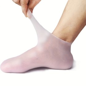 Resim Yumuşak ve Pürüzsüz Ayaklar için Hipoalerjenik Silikon Nemlendirici Çoraplar - Yeniden Kullanılabilir Spa Kalitesinde Şeffaf Pembe Ayak Koruyucuları, Evde Pedikürler İçin Mükemmel 