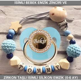Resim Sahi Aksesuar İsimli Bebek Emzik Zinciri ve İsimli Bebek Silikon Emzik BEZYI288 Beyaz - Pembe 