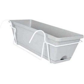 Resim Pazly Suntek Beyaz Balkon Askılı Saksı Korkuluk - Kolay Çim Açık 