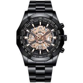 Resim Sones Fngeen 5781 Çok İşlevli Spor Su Geçirmez Kuvars Saat Beyaz Çelik Siyah Yüzey 