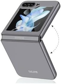 Resim m.tk moveteck Samsung Galaxy Z Flip 5 ile Uyumlu Kılıf, Katlanır, Ultra İnce, Hafif, Arka Ekran Gösterir, Tam Koruyucu, Siyah 