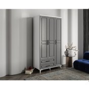 Resim GuneyStore Gözde 3 Kapaklı Komple MDF Antrasit - Beyaz Gardırop 